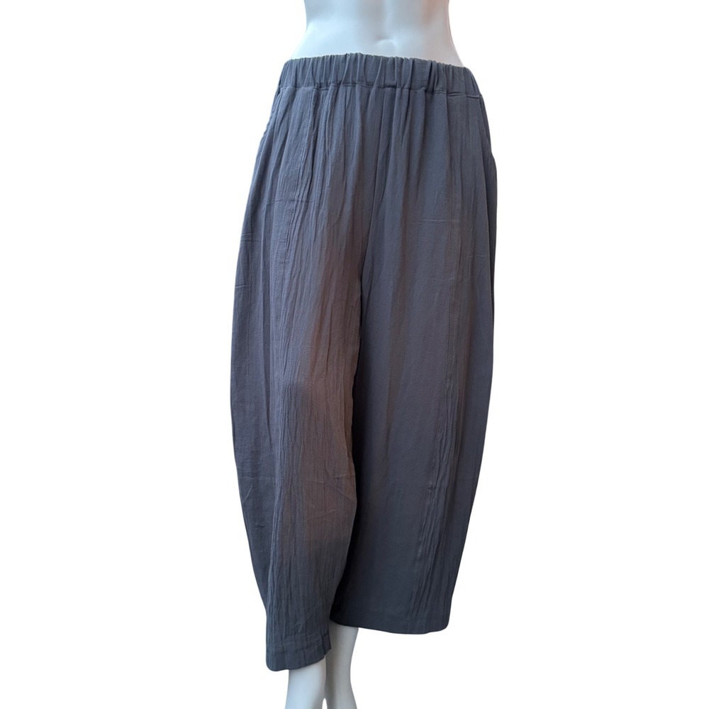New‎ Textured Barrel Leg Lounge Pants Cropped Lagenlook Granola Girl Boho M